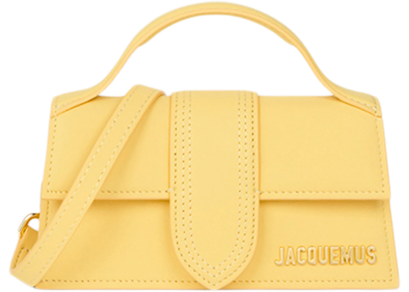 Jacquemus Le Bambino Mini Flap Bag Yellow in Cowskin Leather with Gold ...
