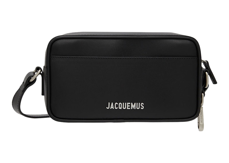 Jacquemus Le Baneto Strap Pochette Bag Black in Cowskin Leather