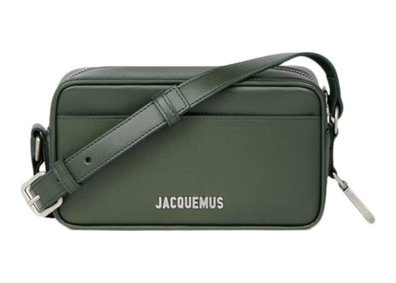 Jacquemus Le Baneto Strap Pochette Bag Dark Green in Cowskin