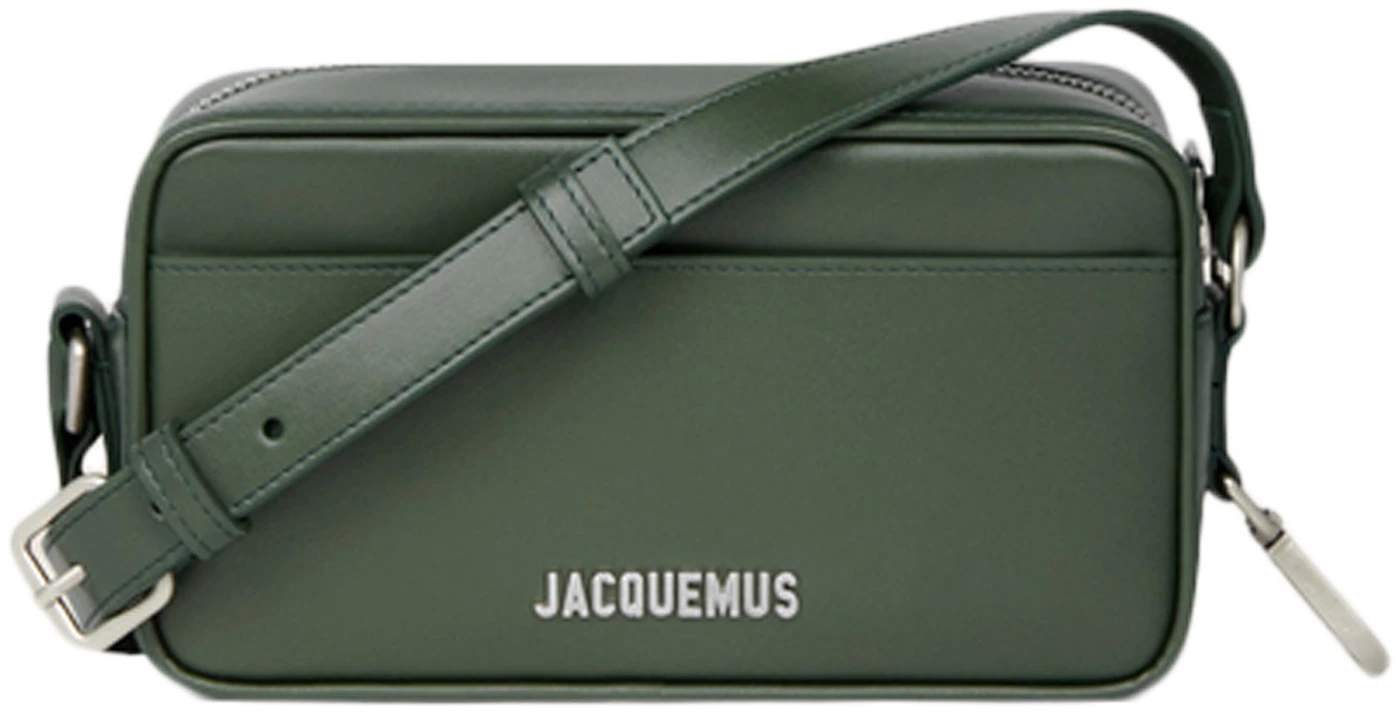 Jacquemus Le Baneto Strap Pochette Bag Dark Green in Cowskin Leather ...