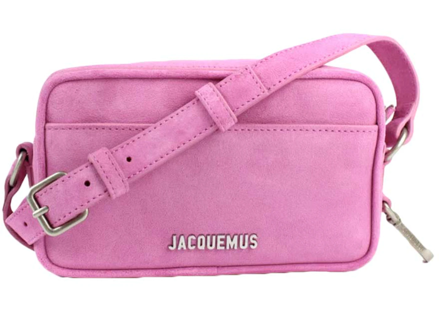 Jacquemus Le Baneto Strap Pochette Bag Pink in Suede Calfskin Leather ...