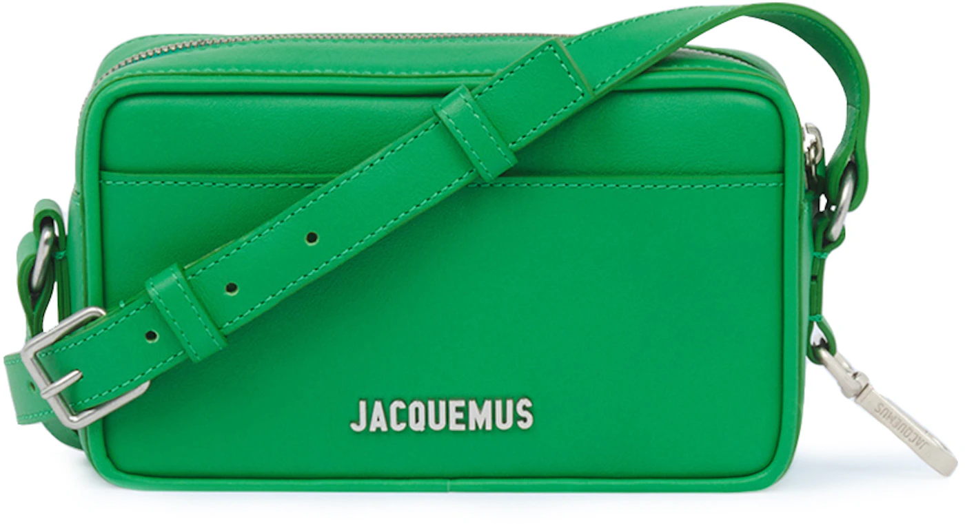Jacquemus Le Baneto Strapped Pochette Bag Green in Leather with Silver ...