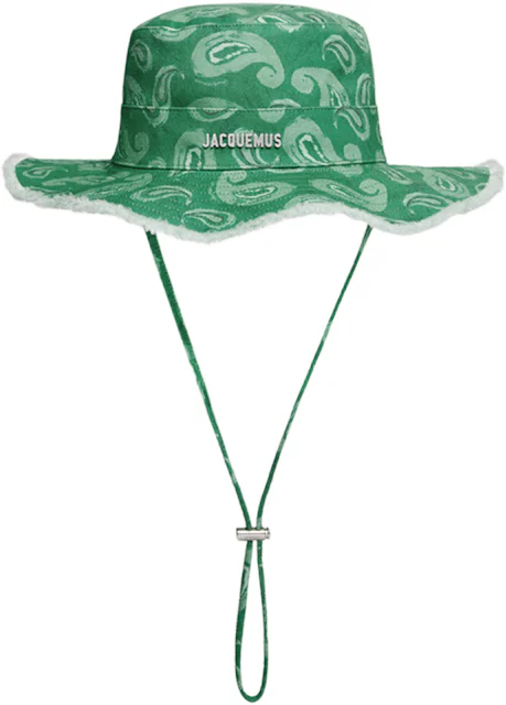 Jacquemus Le Bob Artichaut Frayed Expedition Hat Print Pop Green Paisley -  US