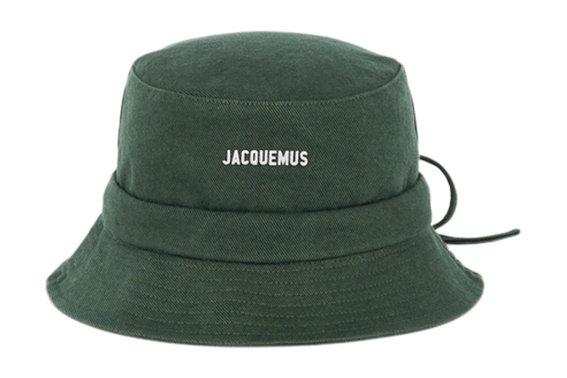 Pre-owned Jacquemus Le Bob Gadjo Bow Knotted Bucket Hat Dark Green