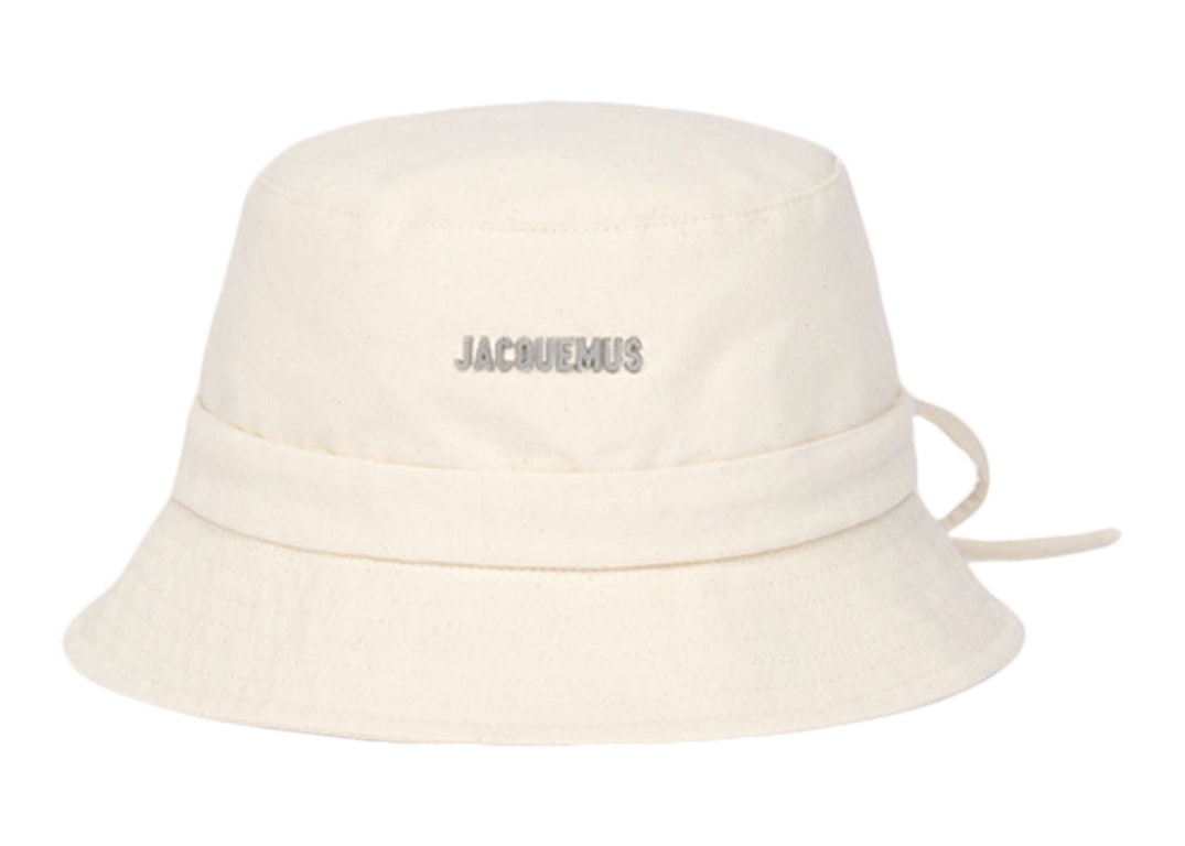 Pre-owned Jacquemus Le Bob Gadjo Bow Knotted Bucket Hat Off White