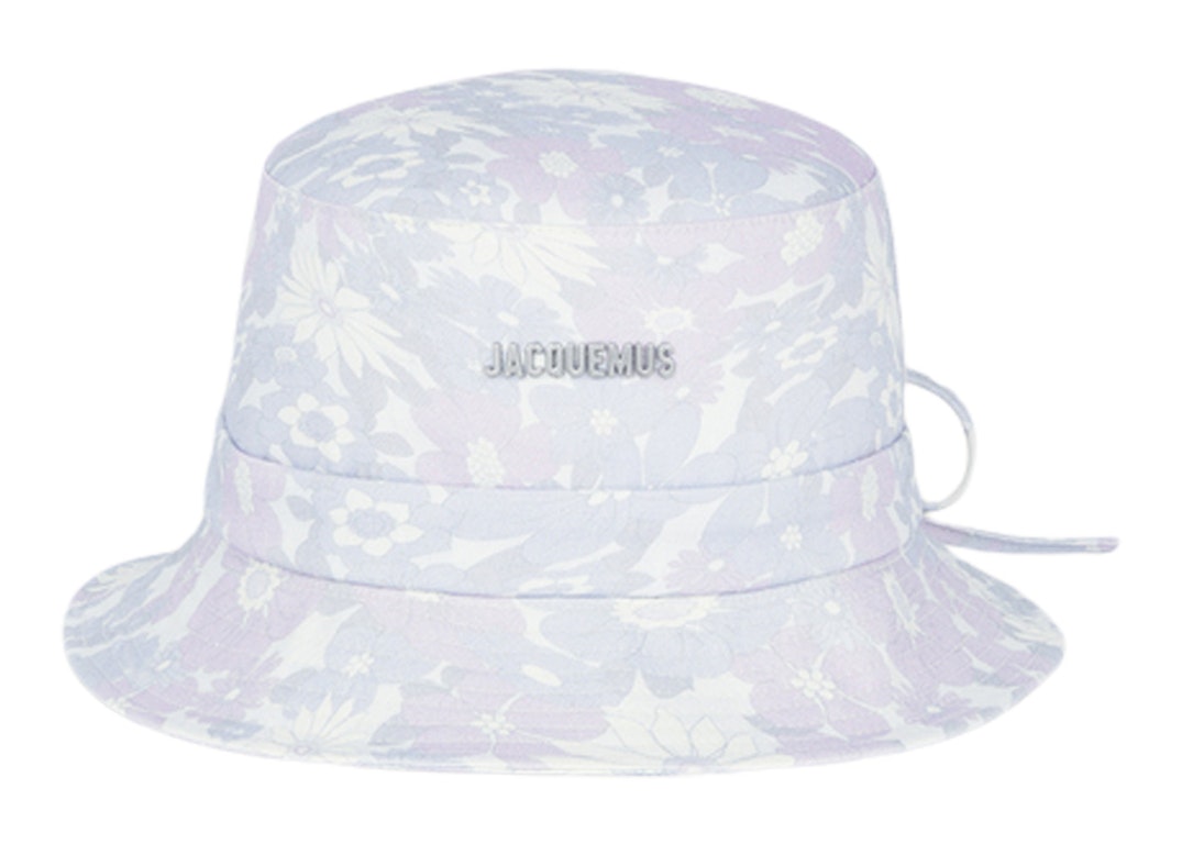 Pre-owned Jacquemus Le Bob Gadjo Bow Knotted Bucket Hat Print Faded Flowers