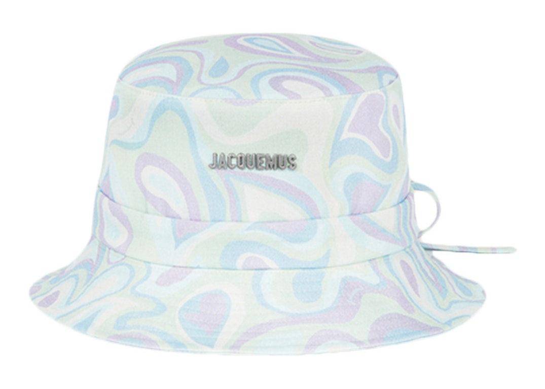 Pre-owned Jacquemus Le Bob Gadjo Bow Knotted Bucket Hat Print Faded Paisley