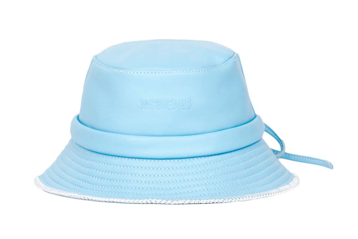 Pre-owned Jacquemus Le Bob Mentalo Leather Bow Bucket Hat Blue