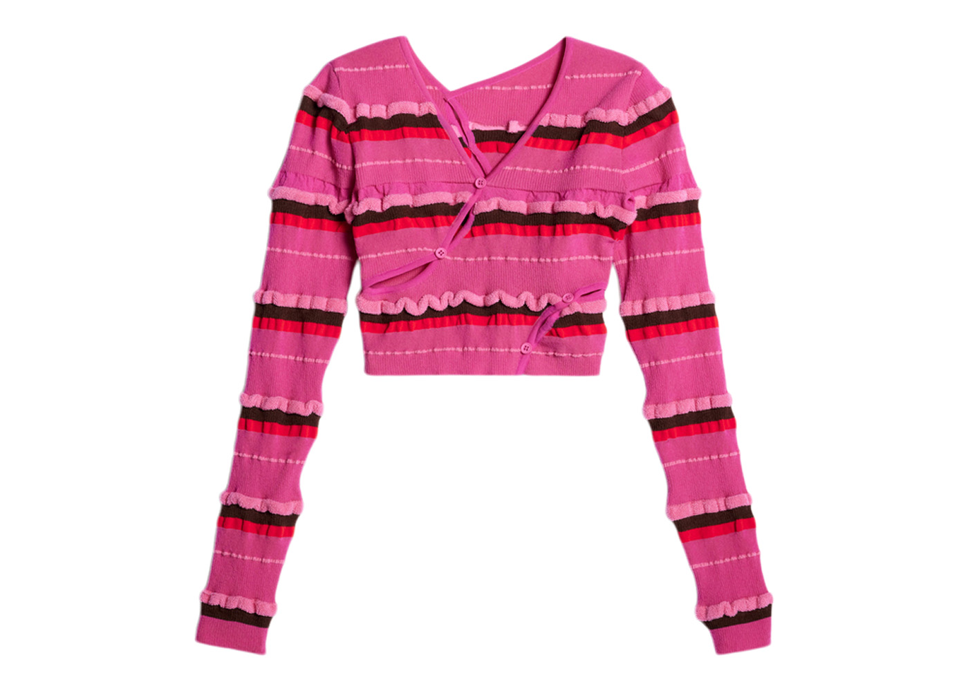 Jacquemus Le Cardigan Tordu Asymmetric Cropped Cardigan Dark Pink ...