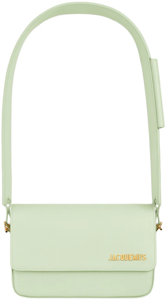 Jacquemus Le Carinu Flap Shoulder Bag Light Green in Leather with Gold-tone  - US