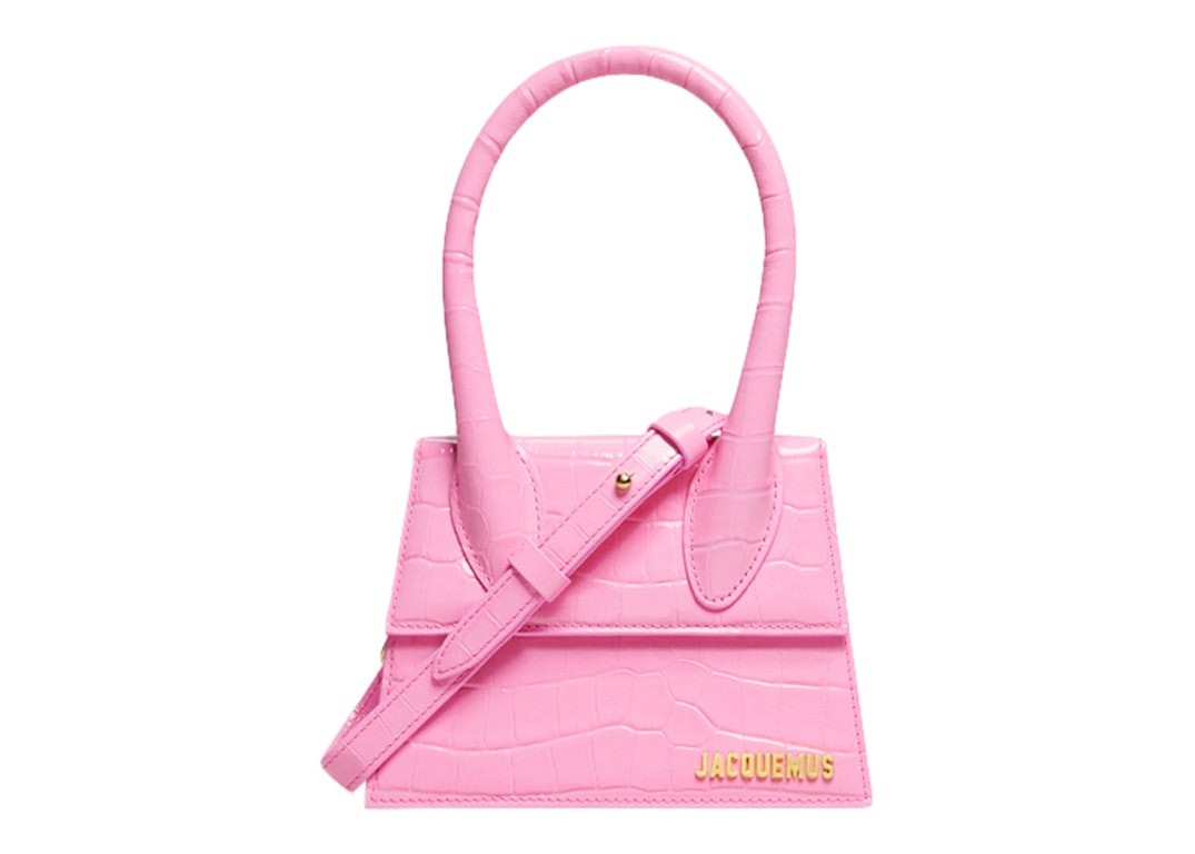 Pre-owned Jacquemus Le Chiquito Moyen Signature Handbag Croco Embossed Pink