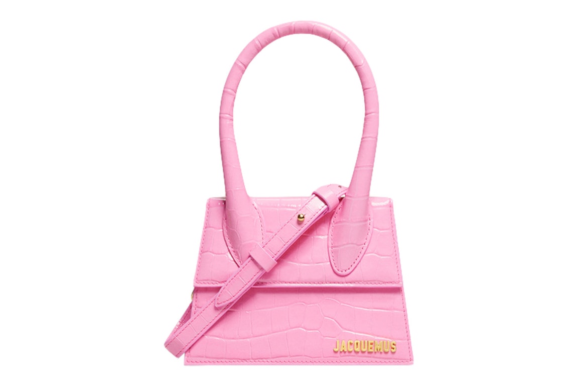 Pre-owned Jacquemus Le Chiquito Moyen Signature Handbag Croco Embossed Pink