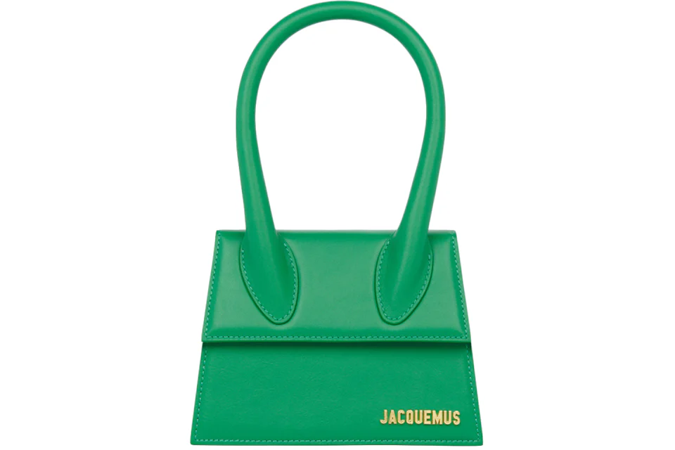 Jacquemus Le Chiquito Moyen Top-Handle Bag Green in Leather with Gold ...