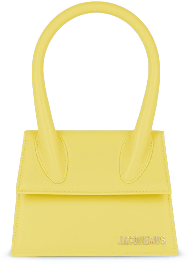 Jacquemus Le Chiquito Moyen Top-Handle Bag Yellow in Leather with Gold ...