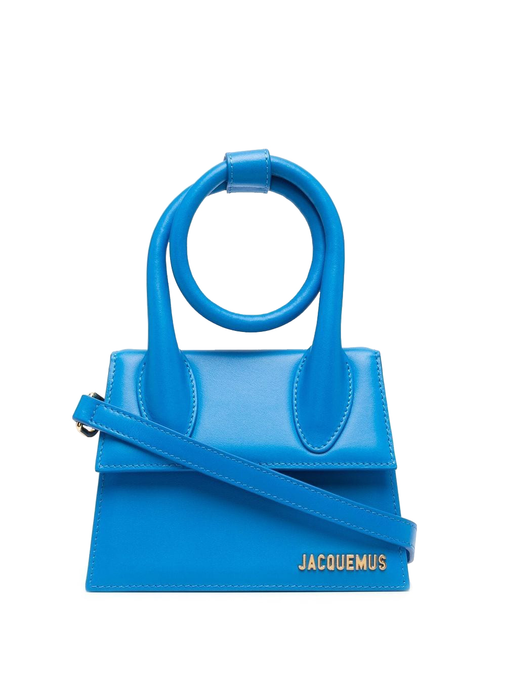 Jacquemus Le Chiquito Noeud Coiled Handbag Blue in Leather with 