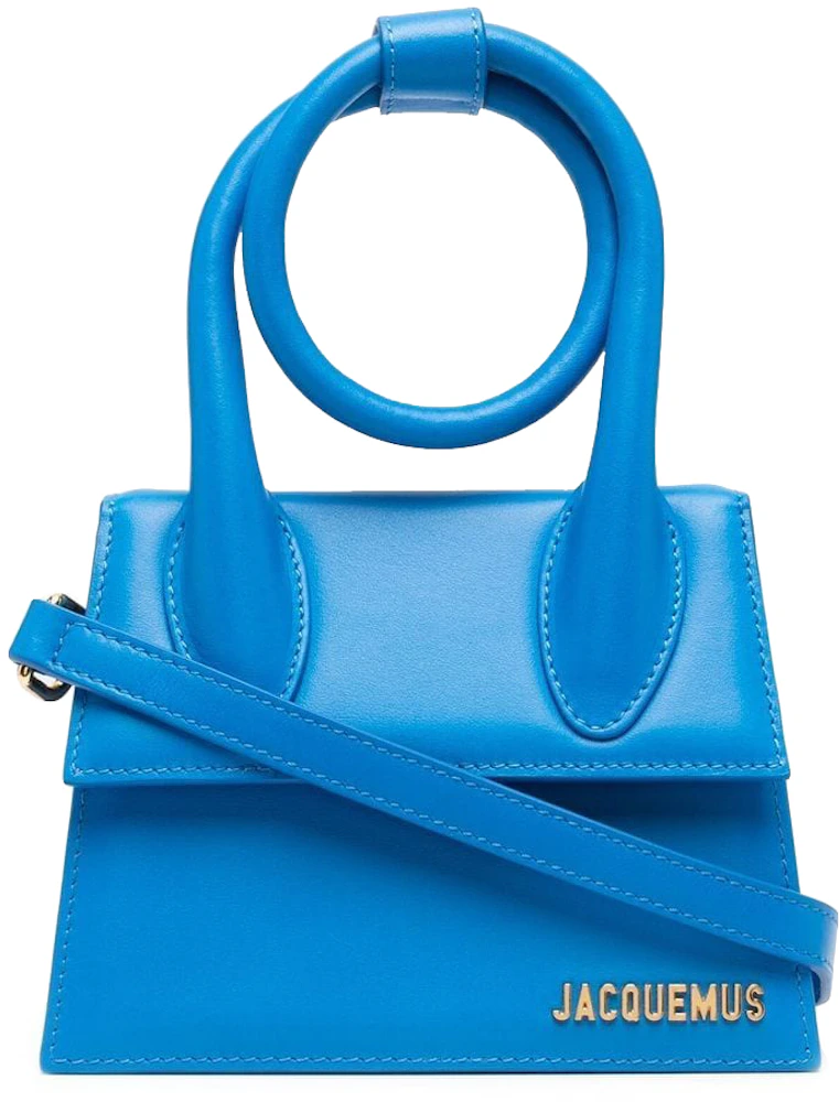 Jacquemus Le Chiquito Noeud Coiled Handbag Blue in Leather with Gold ...