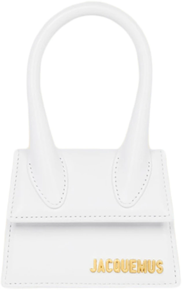 Jacquemus Le Chiquito Signature Handbag Mini White in Leather with Gold ...