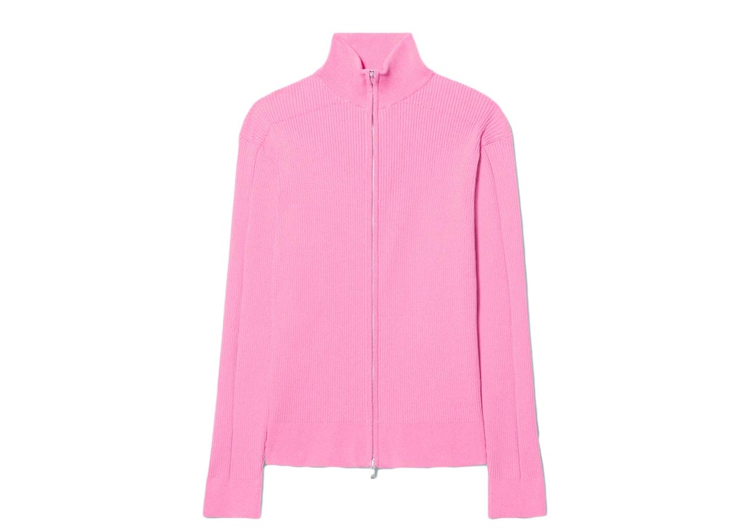 Pre-owned Jacquemus Le Gilet Frescu Zip Up Ribbed Sweater Pink