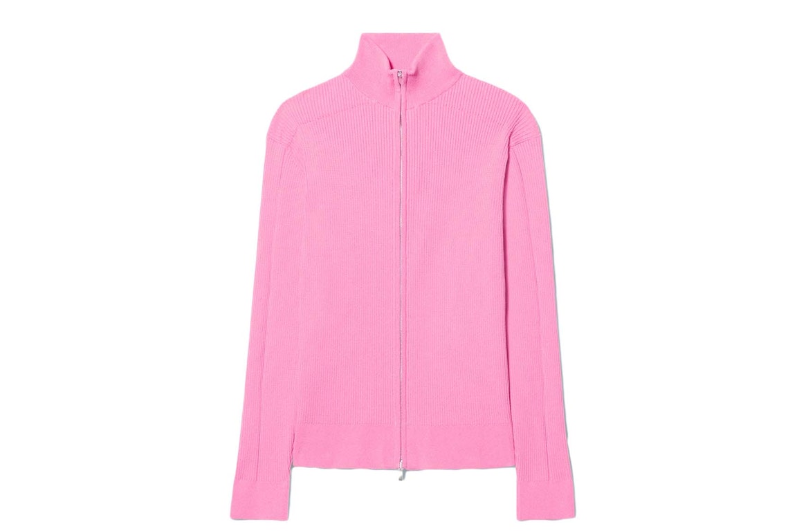 Pre-owned Jacquemus Le Gilet Frescu Zip Up Ribbed Sweater Pink