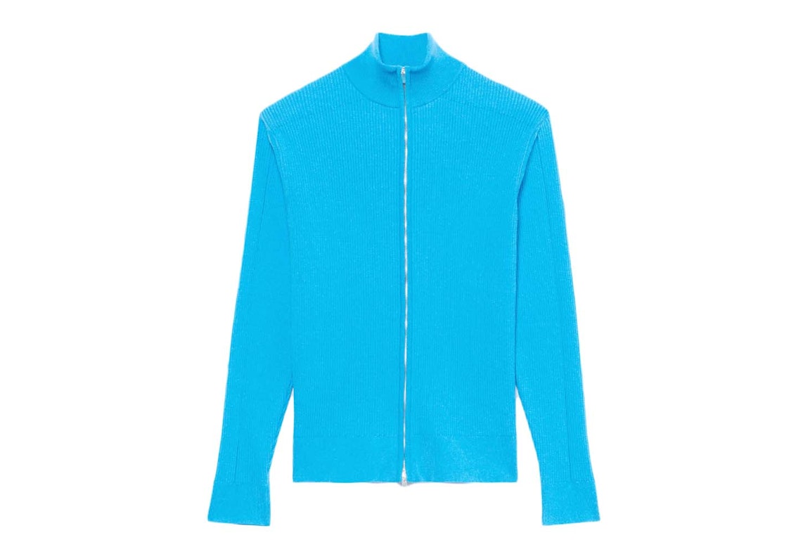 Pre-owned Jacquemus Le Gilet Frescu Zip Up Ribbed Sweater Turquoise