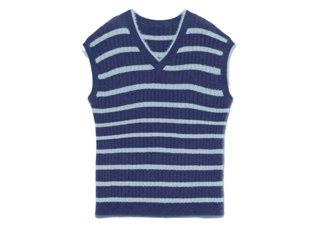 Pre-owned Jacquemus Le Gilet Neve Fluffy Striped Pullover Vest Multi Blue