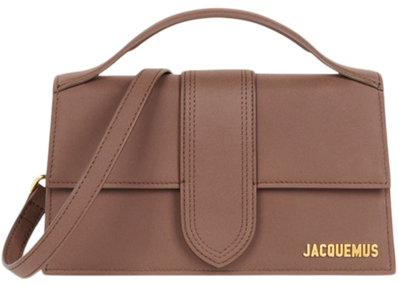 Jacquemus Le Grand Bambino Crossbody Flap Bag Brown in Cowskin