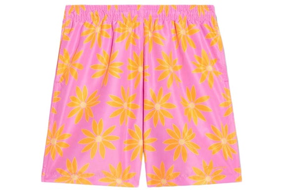Jacquemus Le Maillot Peinture Daisy Swim Shorts Print Orange/Pink Flowers