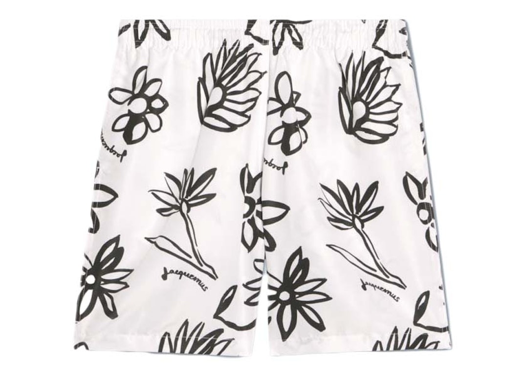 Pre-owned Jacquemus Le Maillot Peinture Flower Sketch Swim Shorts Print Black/white Flowers