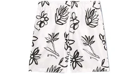 Jacquemus Le Maillot Peinture Flower Sketch Swim Shorts Print Black/White Flowers