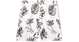 Jacquemus Le Maillot Peinture Flower Sketch Swim Shorts Print Black/White Flowers