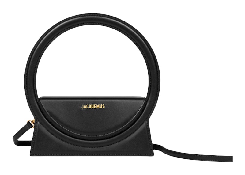 Jacquemus Le Sac Rond Circle Purse Black in Cowskin Leather with