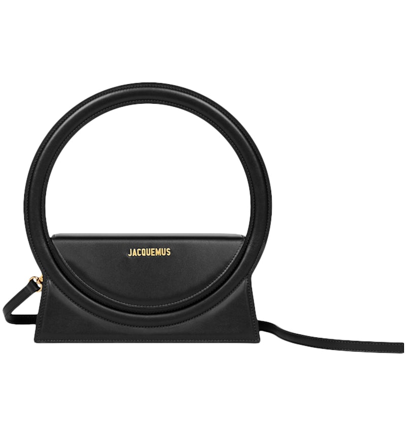 Jacquemus Le Sac Rond Circle Purse Black in Cowskin Leather with