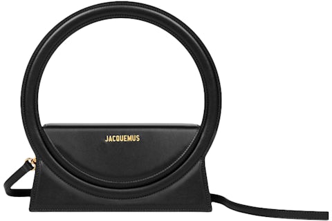 Jacquemus Le Sac Rond Circle Purse Black in Cowskin Leather with