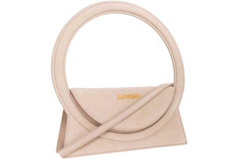 Jacquemus Le Sac Rond Circle Purse Dark Beige in Leather with Gold