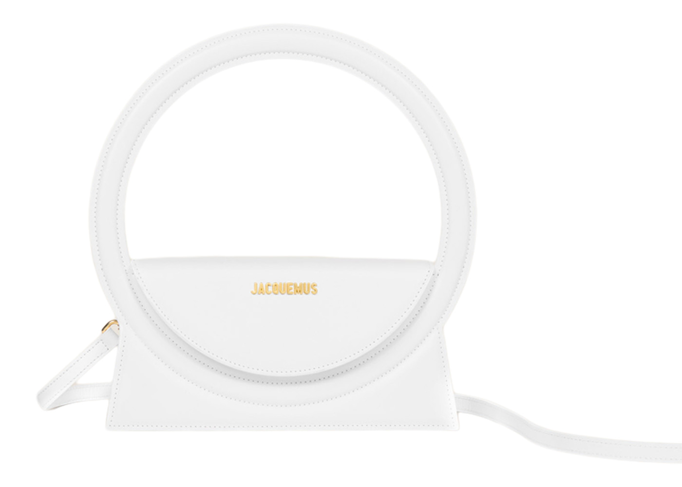 Jacquemus Le Sac Rond Circle Purse White in Cowskin Leather with
