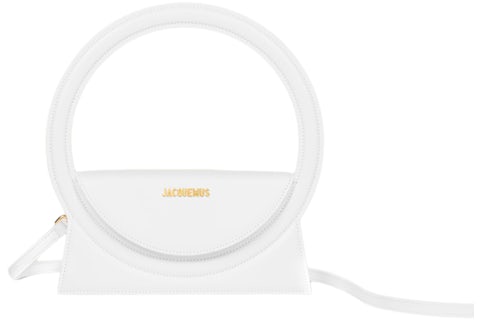 Jacquemus Le Sac Rond Circle Purse White in Cowskin Leather with