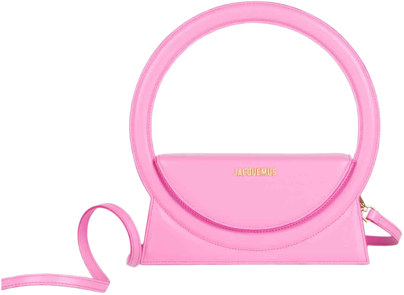 Jacquemus Le Sac Rond Pink in Leather with Gold-tone - US