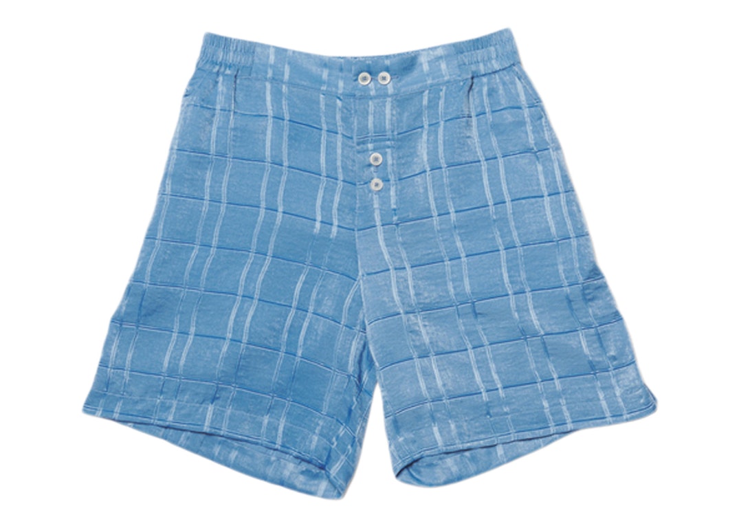 Pre-owned Jacquemus Le Short Calecon Silky Check Elasticated Shorts Blue Squares 1