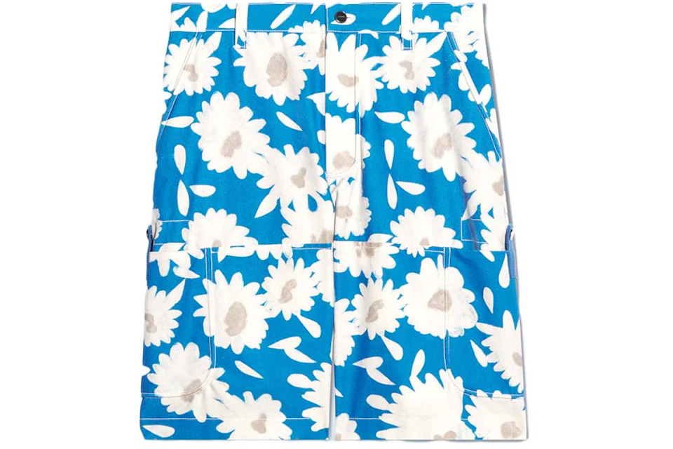 Jacquemus Le Short Giardino Workwear Bermuda Shorts Print White/Blue Flowers