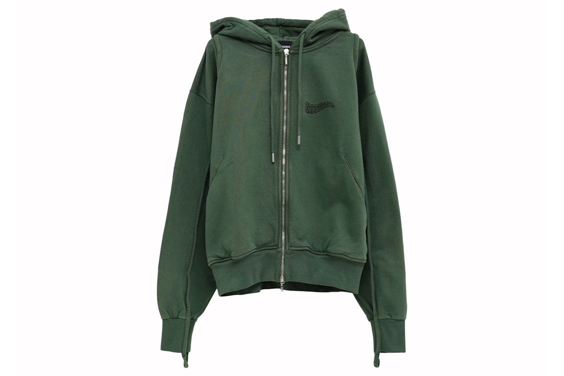 Pre-owned Jacquemus Le Sweater Camargue Zippé Hoodie 590 Dark Green In 990 Black