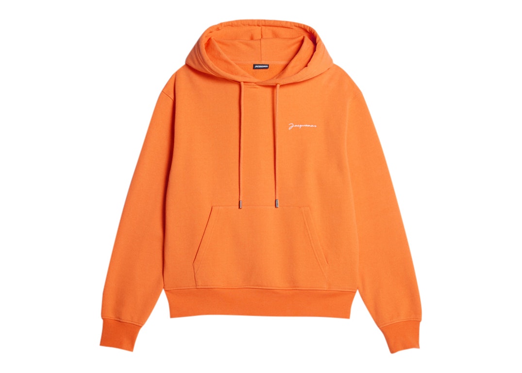 Pre-owned Jacquemus Le Sweatshirt Brodé Emboridered Logo Hoodie Orange