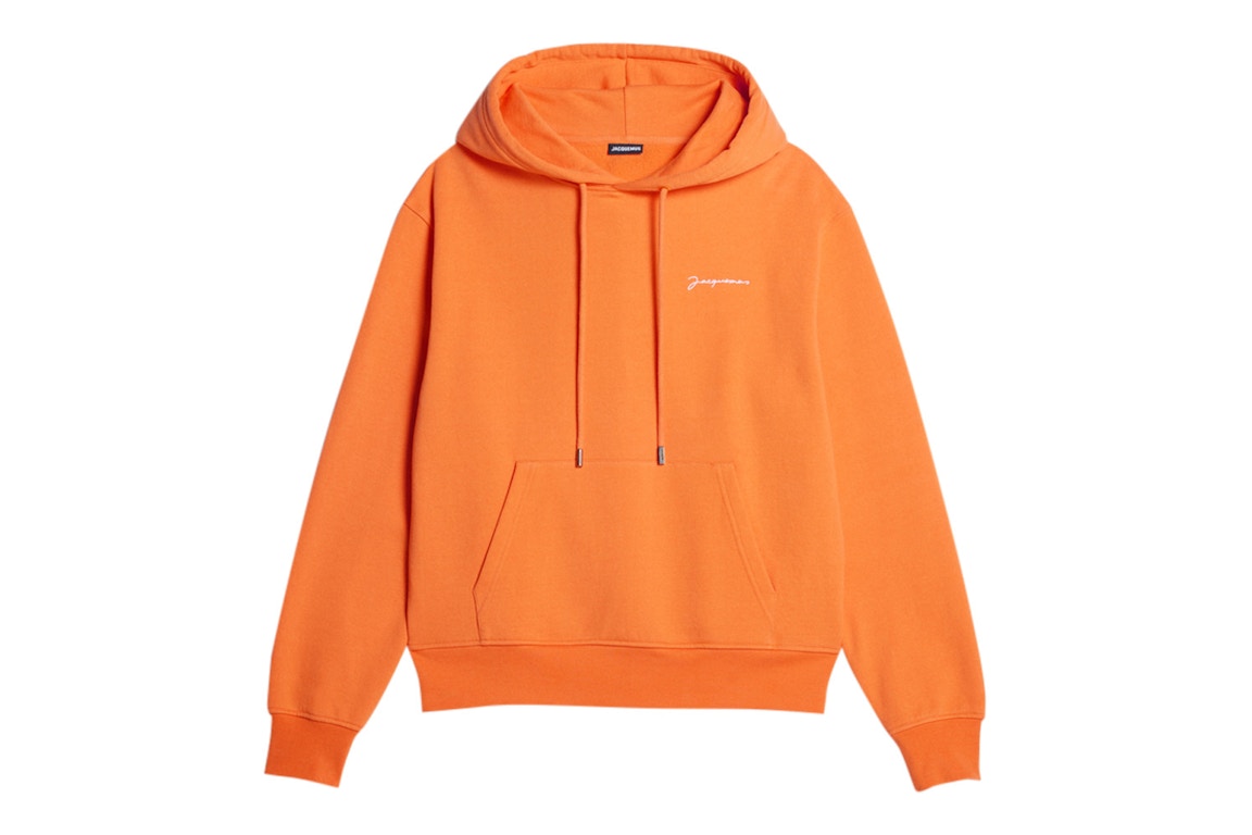 Pre-owned Jacquemus Le Sweatshirt Brodé Emboridered Logo Hoodie Orange