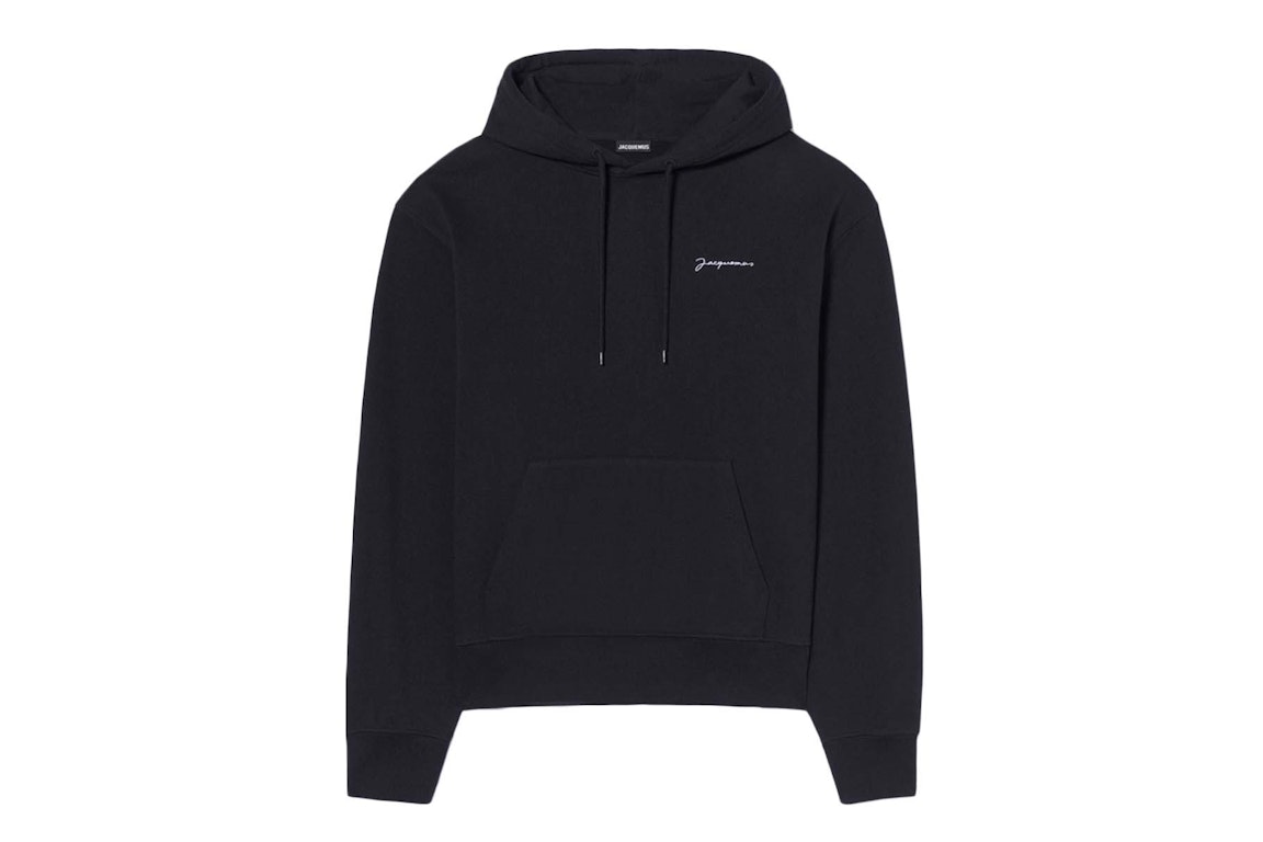 Pre-owned Jacquemus Le Sweatshirt Brode Embroidered Logo Hoodie Black