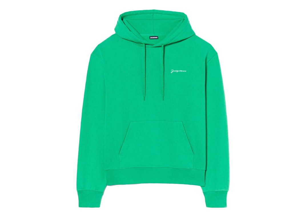 Pre-owned Jacquemus Le Sweatshirt Brode Embroidered Logo Hoodie Green