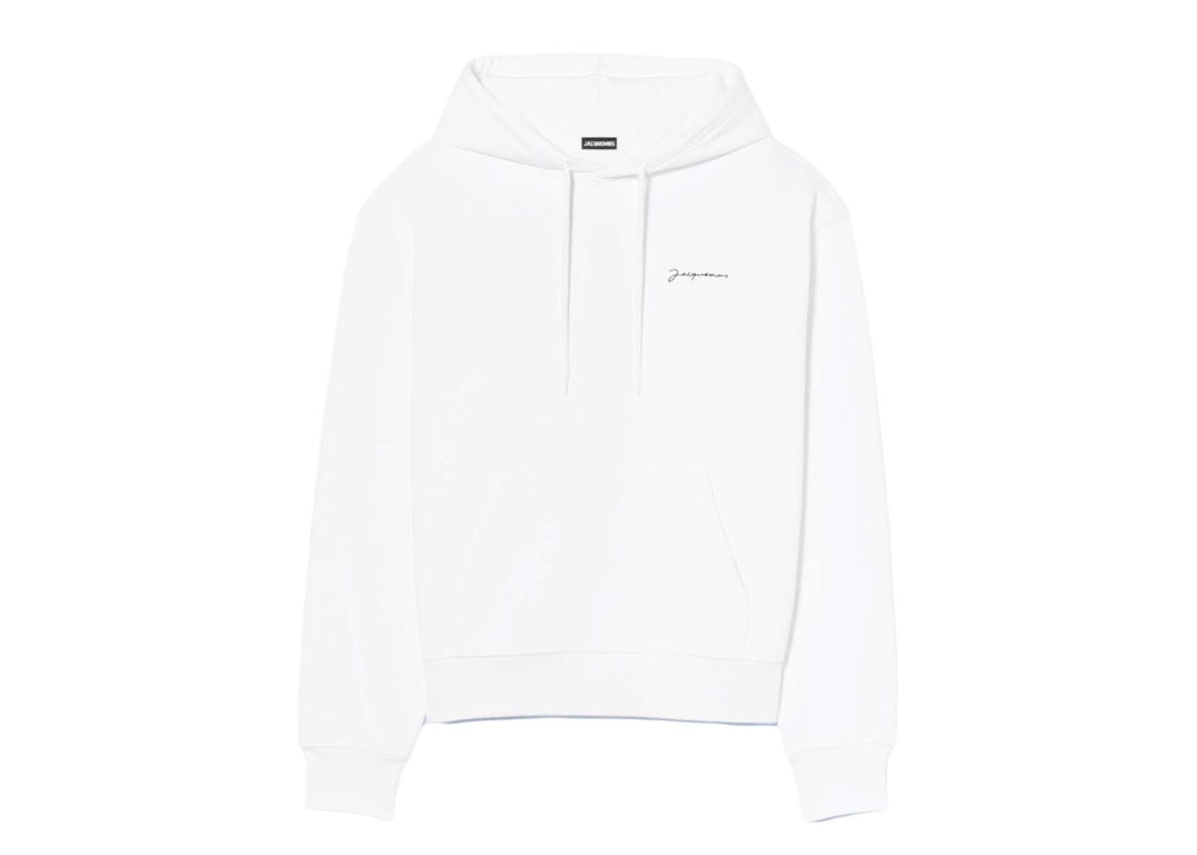Pre-owned Jacquemus Le Sweatshirt Brode Embroidered Logo Hoodie White
