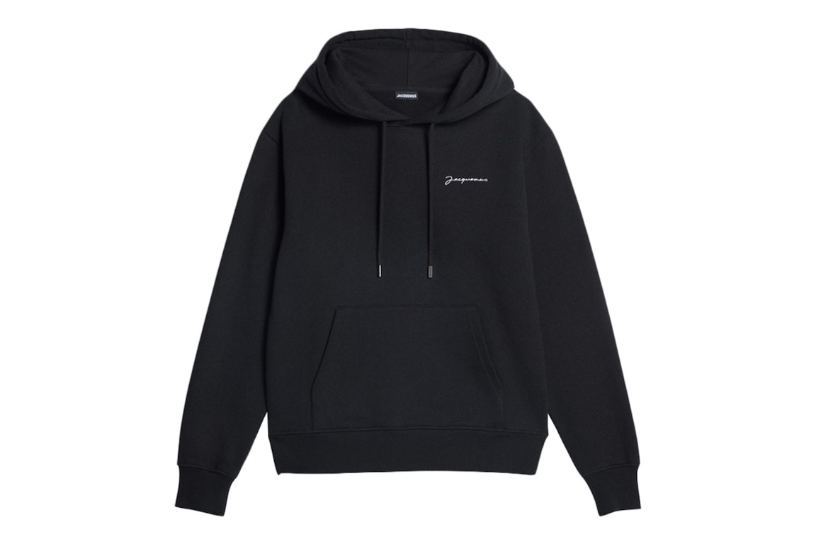 Pre-owned Jacquemus Le Sweatshirt Brode Embroidered Logo Regular Fit Hoodie Black/white