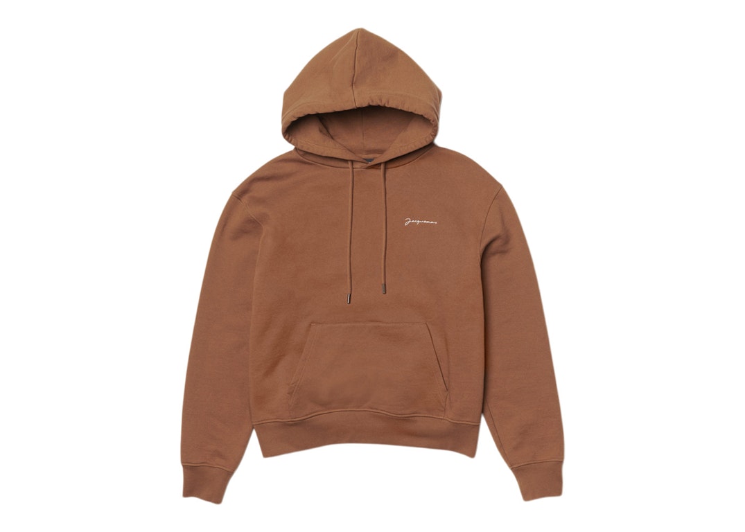Pre-owned Jacquemus Le Sweatshirt Brode Embroidered Logo Regular Fit Hoodie Brown