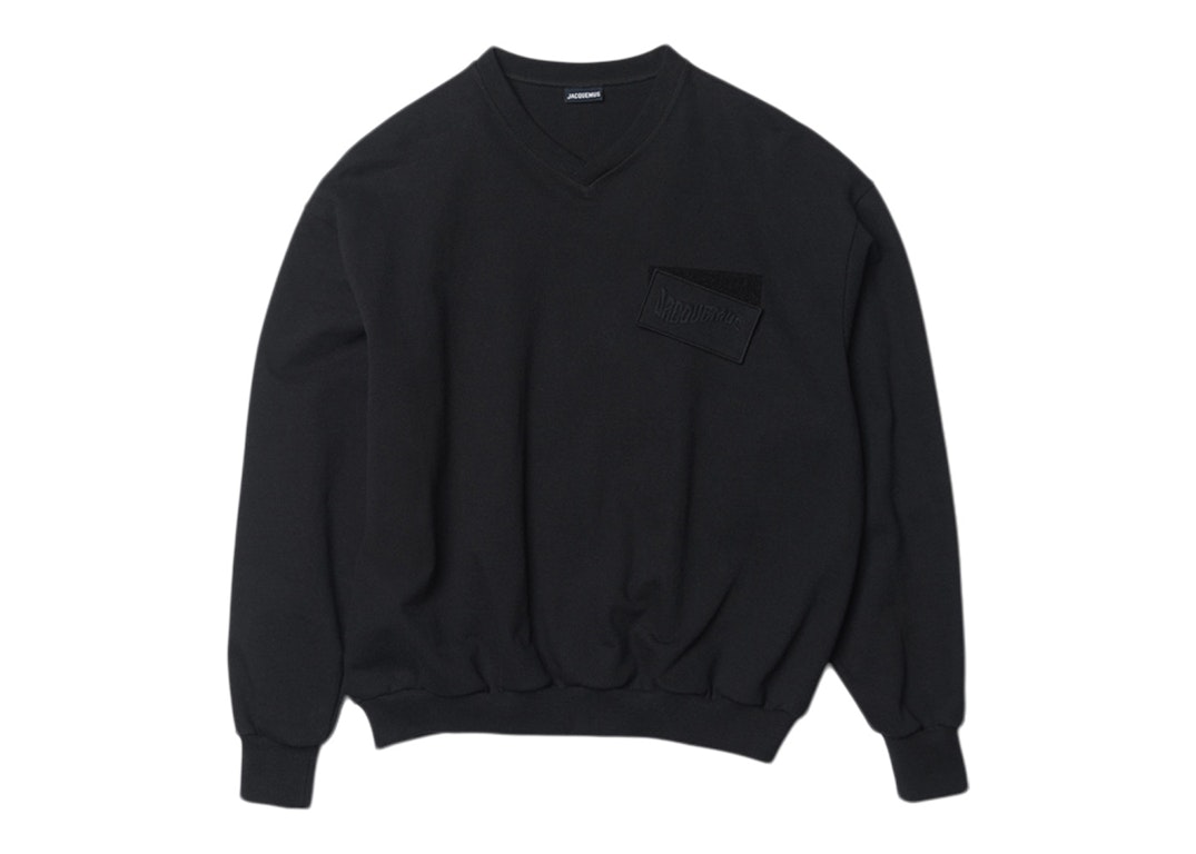 Pre-owned Jacquemus Le Sweatshirt Santon Wavey Logo Regular Fit Sweatshirt Black