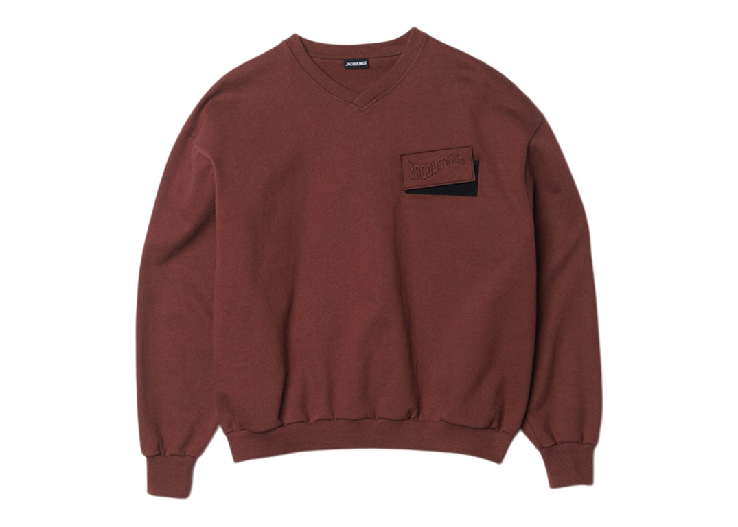 Pre-owned Jacquemus Le Sweatshirt Santon Wavey Logo Regular Fit Sweatshirt Dark Brown