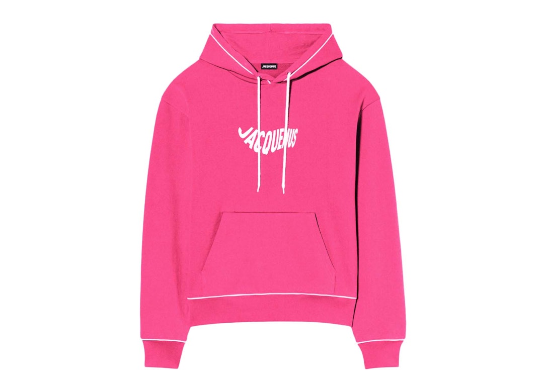 Pre-owned Jacquemus Le Sweatshirt Vague Print Wave Logo Hoodie Pink